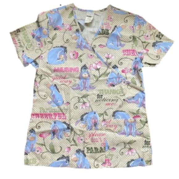 New Disney Winnie The Pooh Scrub Top - Picture 1 of 3